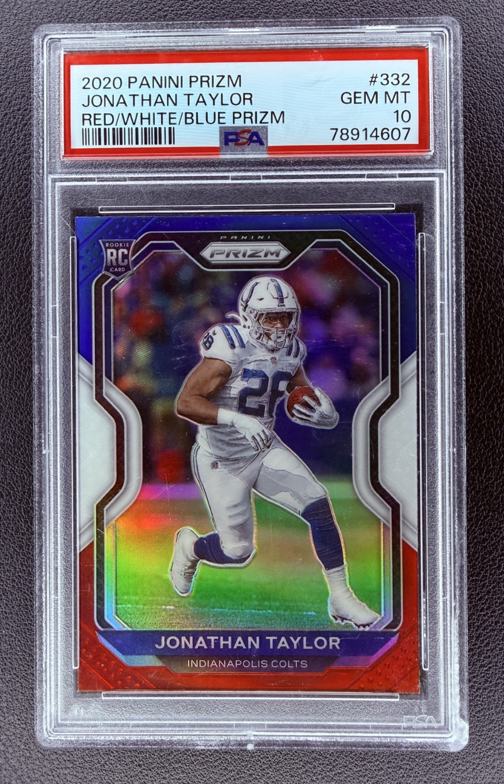 2020 Prizm Jonathan Taylor Red White Blue #332  RC Rookie Gem Mint PSA 10