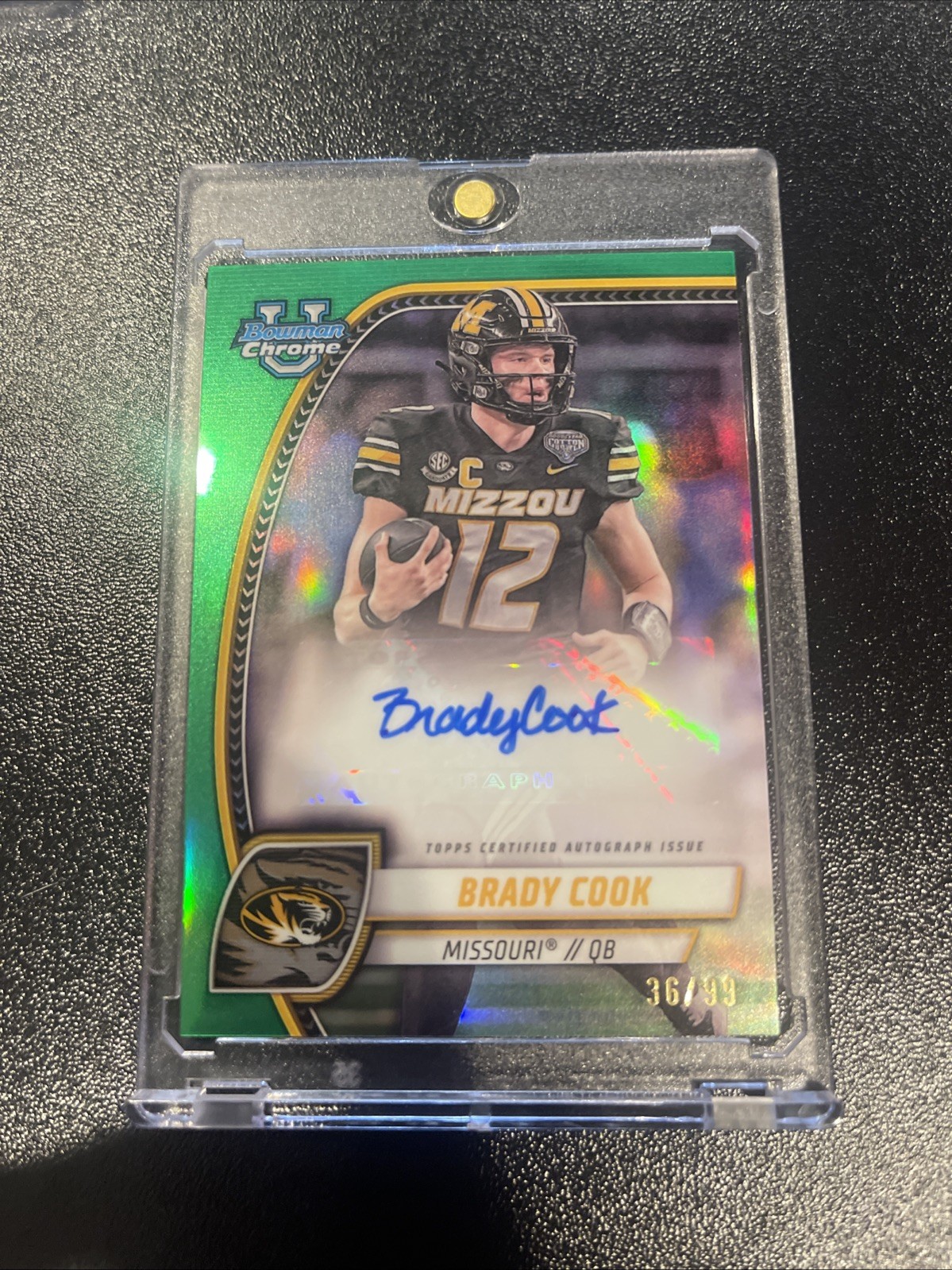2024 Bowman University Chrome Brady Cook (RC) Auto Green Refractor /99