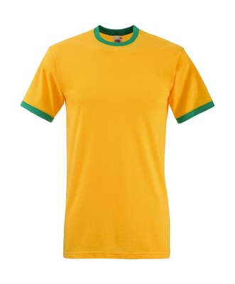 FRUIT OF THE LOOM Herren T-Shirt Tee Shirt Oberteil Top Kontrast Zweifarbig Kurz