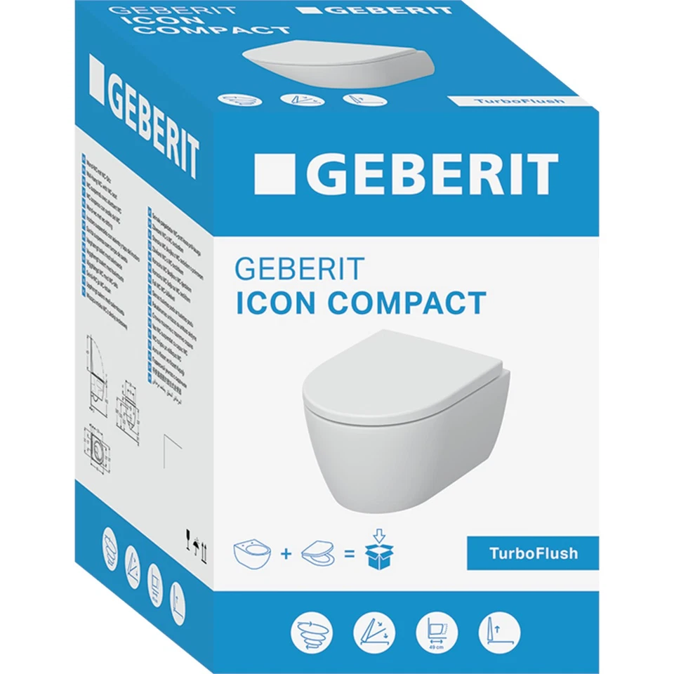 Geberit iCon Set Wand-WC, Tiefspüler, verkürzte Ausladung, geschlossenes - Bild 2 von 4