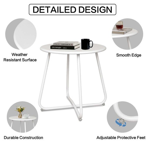 Outdoor Side Tables Small Round Metal End Table Portable Indoor for Patio Yard - Picture 36 of 70