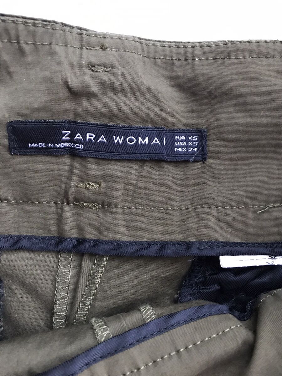 Lío fractura Moderar Zara Woman Sz XS Olive Army Green Wrap Slit Sides Pants With Belt Wide Leg  | eBay