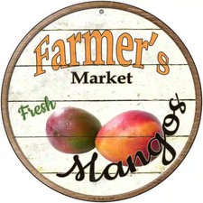 Fresh Mangos Farmer's Market Circle Metal Sign