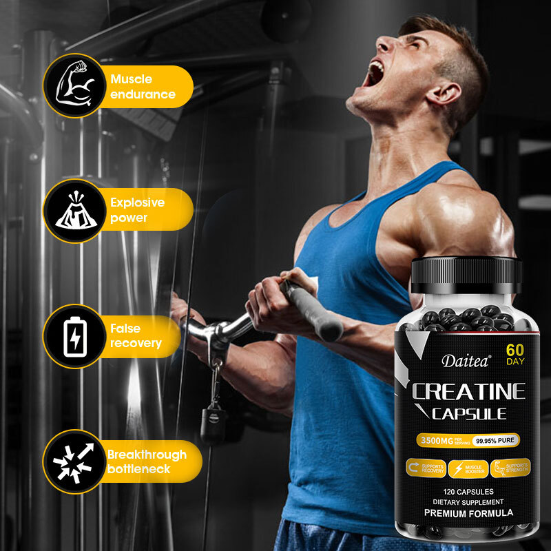 Créatine Monohydrate - 120 Capsules De 3500 Mg - Super Nutrition - Vegan - Fabriqué En France