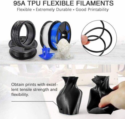 SUNLU TPU 3D Printer Filament Flexible 0.5kg Spool 1.75mm +/-0.02mm No-Tangle - Picture 4 of 6