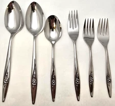 Mixed Lot of 6 Oneidacraft Deluxe Stainless Flatware Lasting Rose Spoons Forks