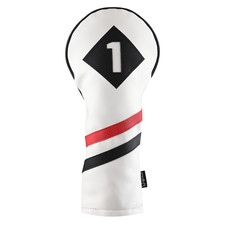 Majek Retro Golf 1 Driver Headcover White Red Black Vintage Leather Style