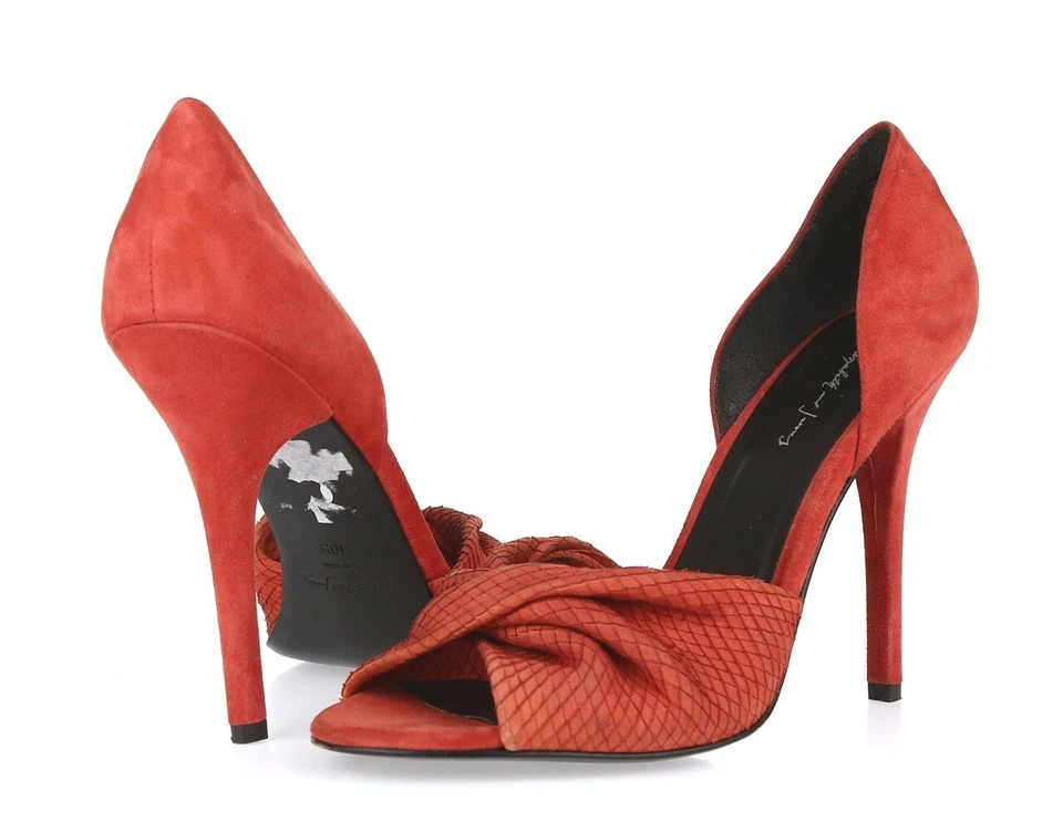 Mujer ELIZABETH & JAMES 226039 Elegante Coral Gamuza Puntera Abierta Tacones Talla 10 M NUEVO Foto 2 de 4