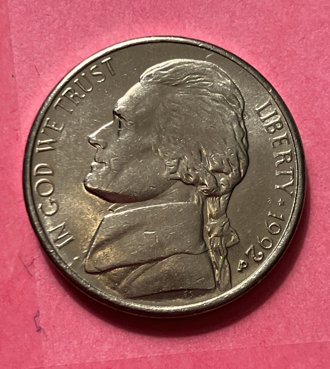 1992 P Jefferson Nickel, DDO/DDR, Weighs 4.92g., Almost FS