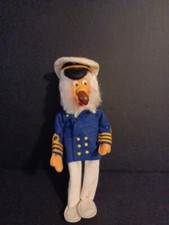 Vintage Sea Captain In Uniform Wire And Felt Posable Doll Smoking A Pipe 9"