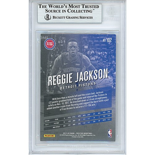2017-18 Panini Prestige #102 Reggie Jackson Signed Card AUTO Beckett Pistons - Picture 2 of 5