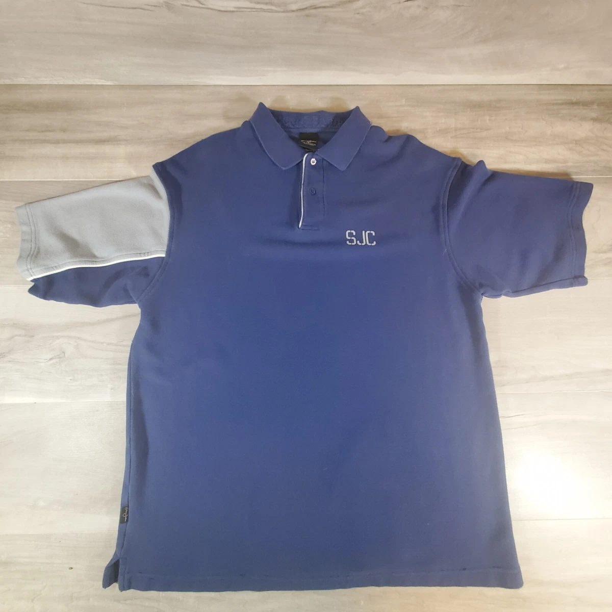 Sean John Polo Shirt Mens L Blue Gray Short Sleeve 100% Cotton