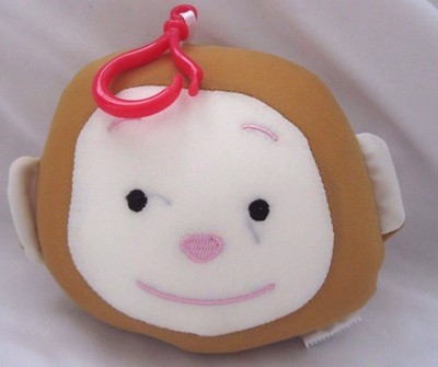 Snow Foam Micro Beads Monkey Face Cushion/Pillow Backpack/Purse Clip-Brand New!