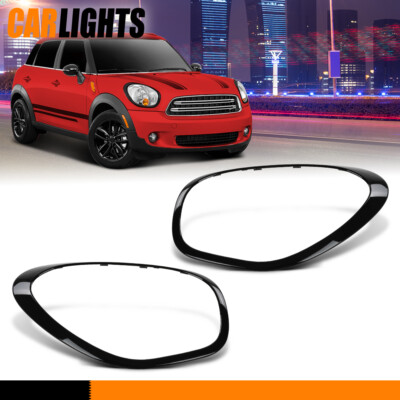 Pair Headlight Bezels Trim Ring Left Right Side Fit For Mini Cooper 11-16
