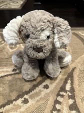 Bearington Collection Plush Puppy Dog White Spot Stuffed Animal 9"