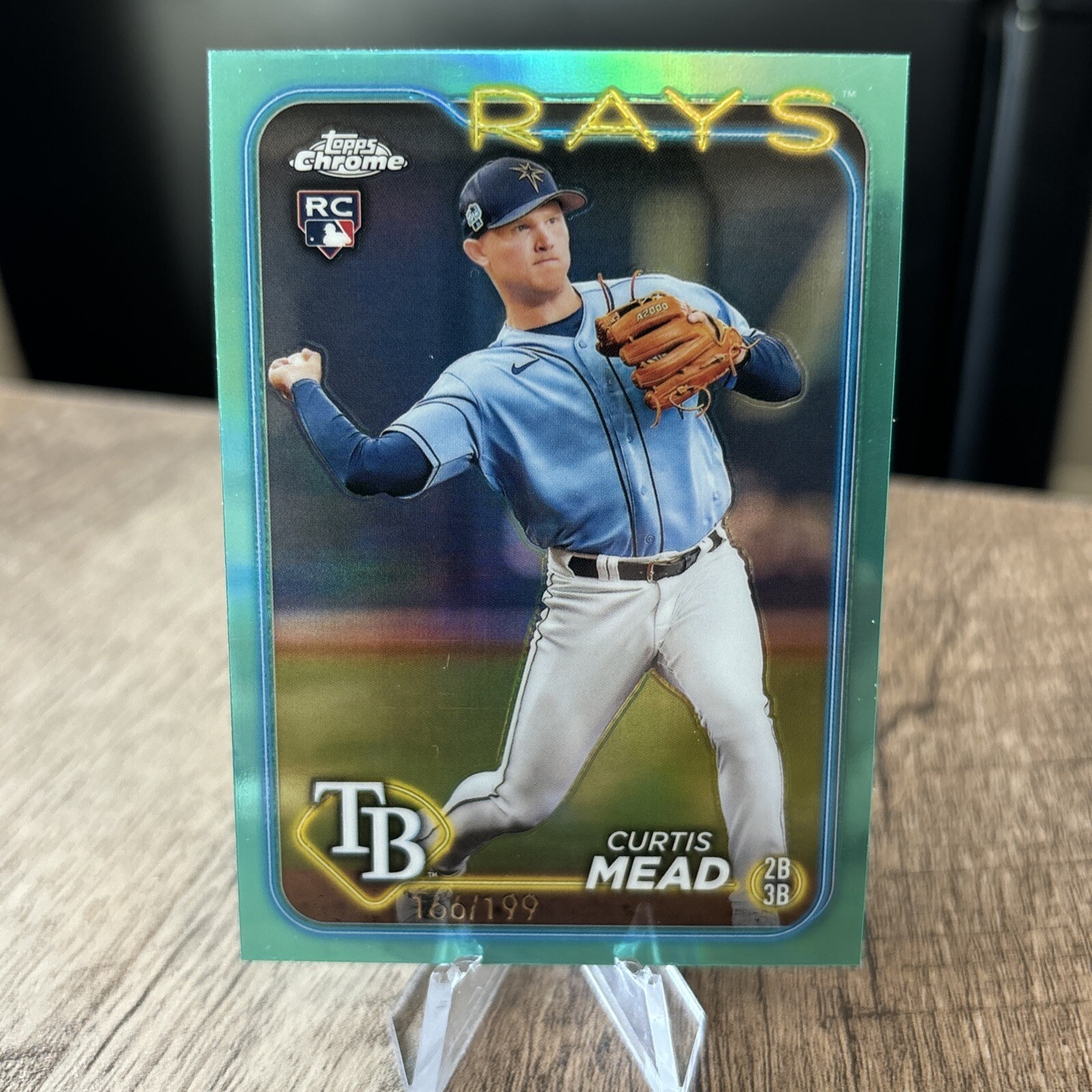 2024 Topps Chrome Baseball Curtis Mead RC #209 Aqua Refractor #/199 Rookie Rays