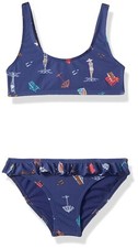 Roxy 159742 Girls' Tropicool Sunshine Athletic Navy Blue Swimsuit Set Size 2