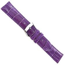 22mm deBeer Baby Crocodile Grain Lt. Purple Padded Stitched Watch Band LONG