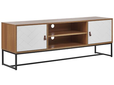Modernes Lowboard heller Holzfarbton / weiß 2 Türen Nueva