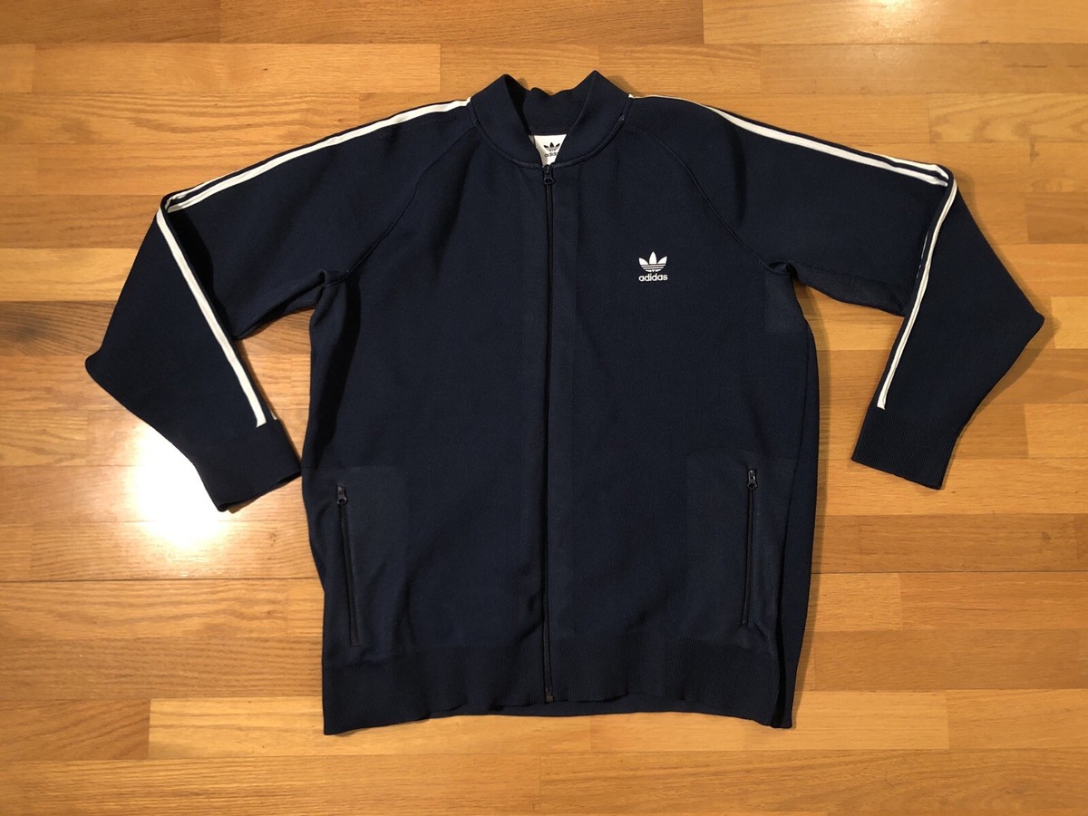 New XL Adidas Originals Knitted Track Jacket Heavyweight Navy Blue