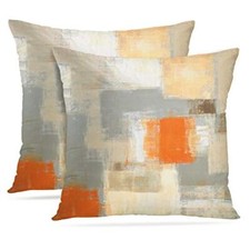 Throw Pillow Covers Modern Home Art Decor Inches Set of 2 18 x 18 Beige Orange