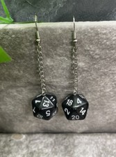 3  Silver-tone Resin Polyhedral Dice Dangle Earring Set New Free Ship B3782