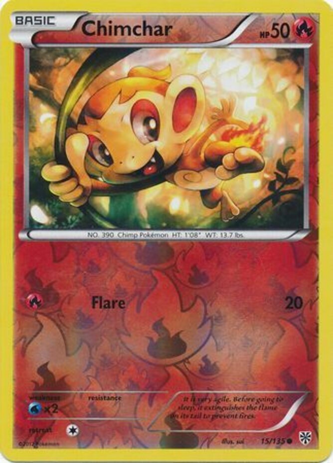 Chimchar - 15/135 - Common - Reverse Holo LP, English Pokemon Plasma Storm