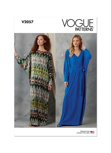 Misses/Women Loose-fitting Caftan Floor-length Vogue Pattern V2057 XS-XXL, 4-26 - Picture 2 of 7