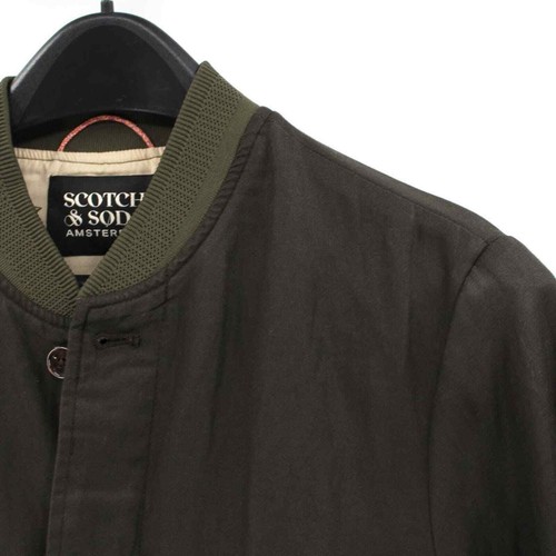 Scotch & Soda Lightweight Olive Green Linen Blend Bomber Jacket Small Button Up - Picture 3 of 7