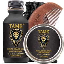 Hand Crafted Caveman Beard Oil Set KIT Growth Oil,  Balm, FREE Comb New Arrival!