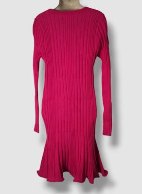 milly fit and flare rib dress Long Sleeve Crystal Dress XLRG / Ivory Silver