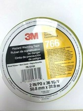 2" x 36 yard HAZARD WARNING TAPE CAUTION TAPE BLACK/YELLOW 5 MIL STRIPE 3M 766