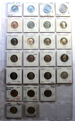 USA 1968 - 1993 LOT OF 25 SUPERB GEM PROOF WASHINGTON QUARTERS. A FEW SILVER.
