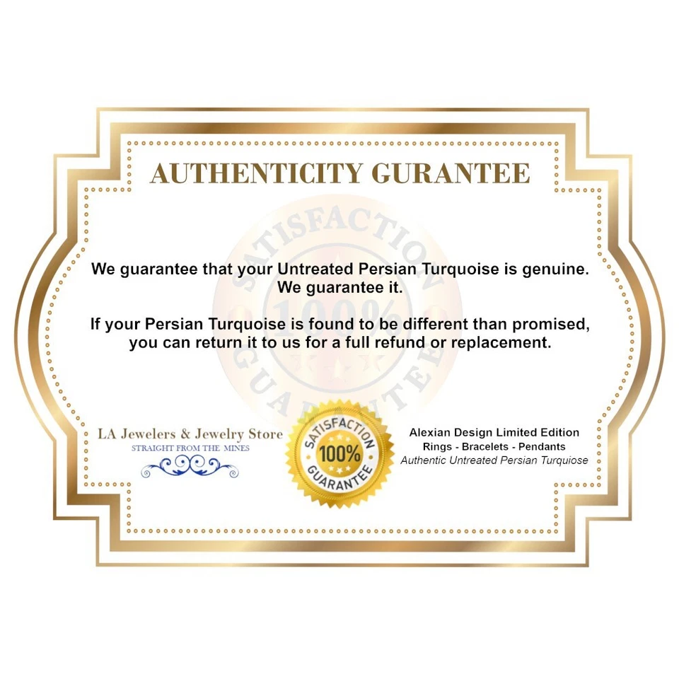 Natural Blue Persian Turquoise Ring Light Brown Spiderweb Veins  sz 7,8 - Image 3 of 4