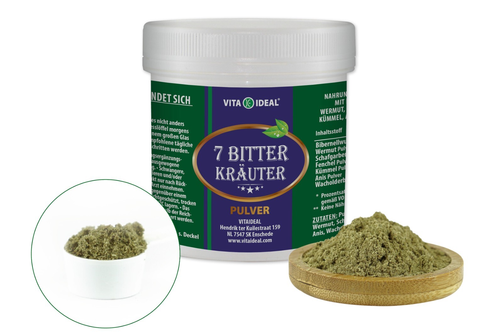 VITA IDEAL® 7 - BITTER Kräuter PULVER - BITTERKRÄUTER Bitterpulver +Messlöffel