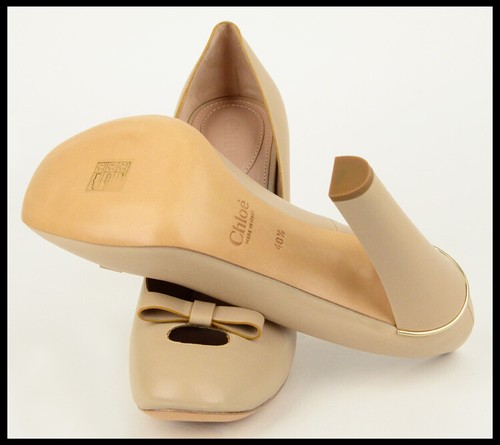 SCARPE CHLOE DETTAGLIO FIOCCO BEIGE PELLE DÉCOLLETÉ TACCO ALTO $695 taglia 41 US 10,5 - Foto 8 di 11