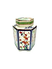 Vintage The Toscany Collection Japan Loose Tea Jar Holder Hexagon Asian Floral