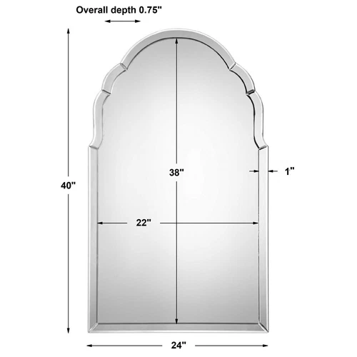 BRAYDEN MODERN FRENCH GLAM DECOR XXL 40" ARCHED BEVELED WALL MIRROR 09149 - Picture 4 of 4