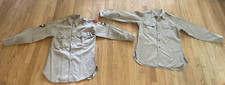 2 KOREAN WAR US ARMY KHAKI COTTON STAND-UP COLLAR SUMMER UNIFORM SHIRTS 15 X 33 