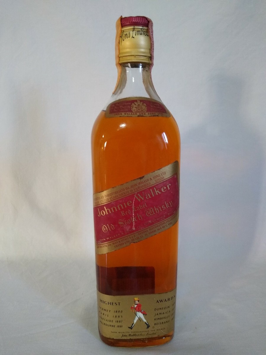 Johnnie Walker whisky Red Label cl 75 vintage bottiglia 40