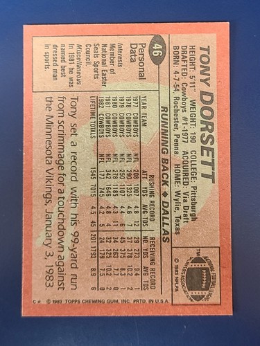 Tarjetas de fútbol americano 1980-1988 Tony Dorsett HOF Dallas Cowboys tú eliges - Imagen 7 de 21