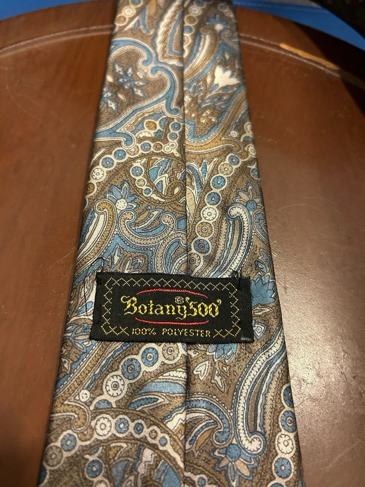 Corbata floral Botany '500' marrón verde azulado 100 % poliéster para hombre Foto 4 de 4