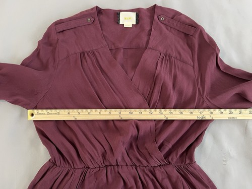 MAEVE ANTHROPOLOGIE BURGUNDY DRESS V-NECK BOHO SIZE MEDIUM - Picture 9 of 16