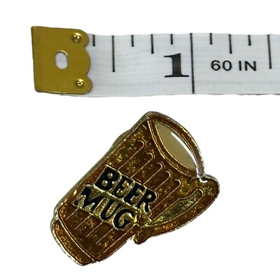 Vintage 1980 s Gold Beer Mug 1  Enamel Pin Tie Tack Hat Pin
