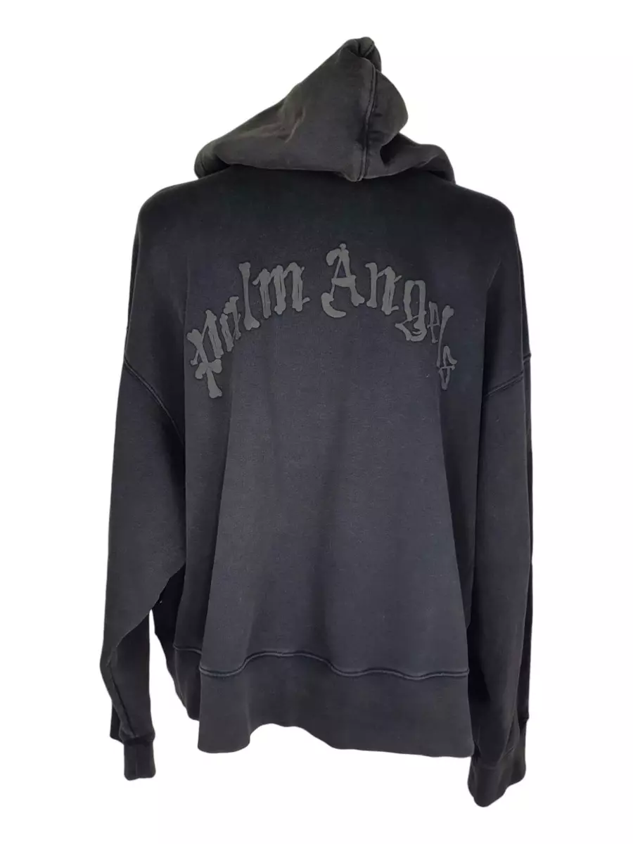 Palm Angels Halloween Skeleton Hoodie Washed Black Oversized Size