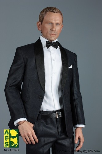 AFS 1/6 James Bond Intelligence Agent Black Suit Toy For 12" Figure Body Model - Picture 3 of 12