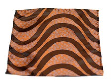 Umberto Algodon Orange Brown Ribbon Stripe Silk Pocket Square 75 Retail New