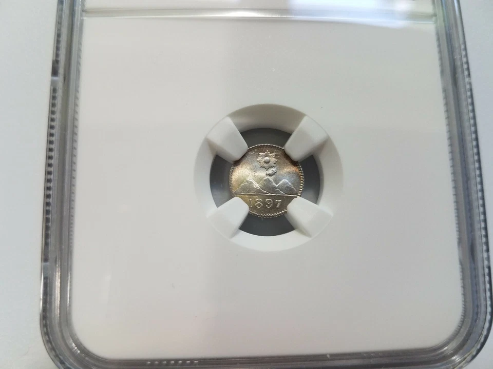 1897 Silver 1/4 Quarter REAL NGC MS 67 GUATEMALA One Fourth Reales Toned - Image 3 of 4