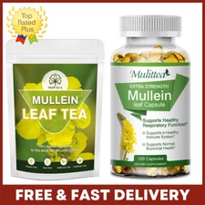Mullein Leaf Tea | Capsules for Lung Cleansing & Detox Herbal Dietary Supplement