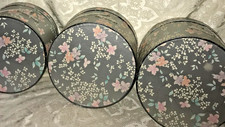 Vintage Silver Foil/Floral Nesting Hatboxes- Set of 3 - Display, Storage S M L